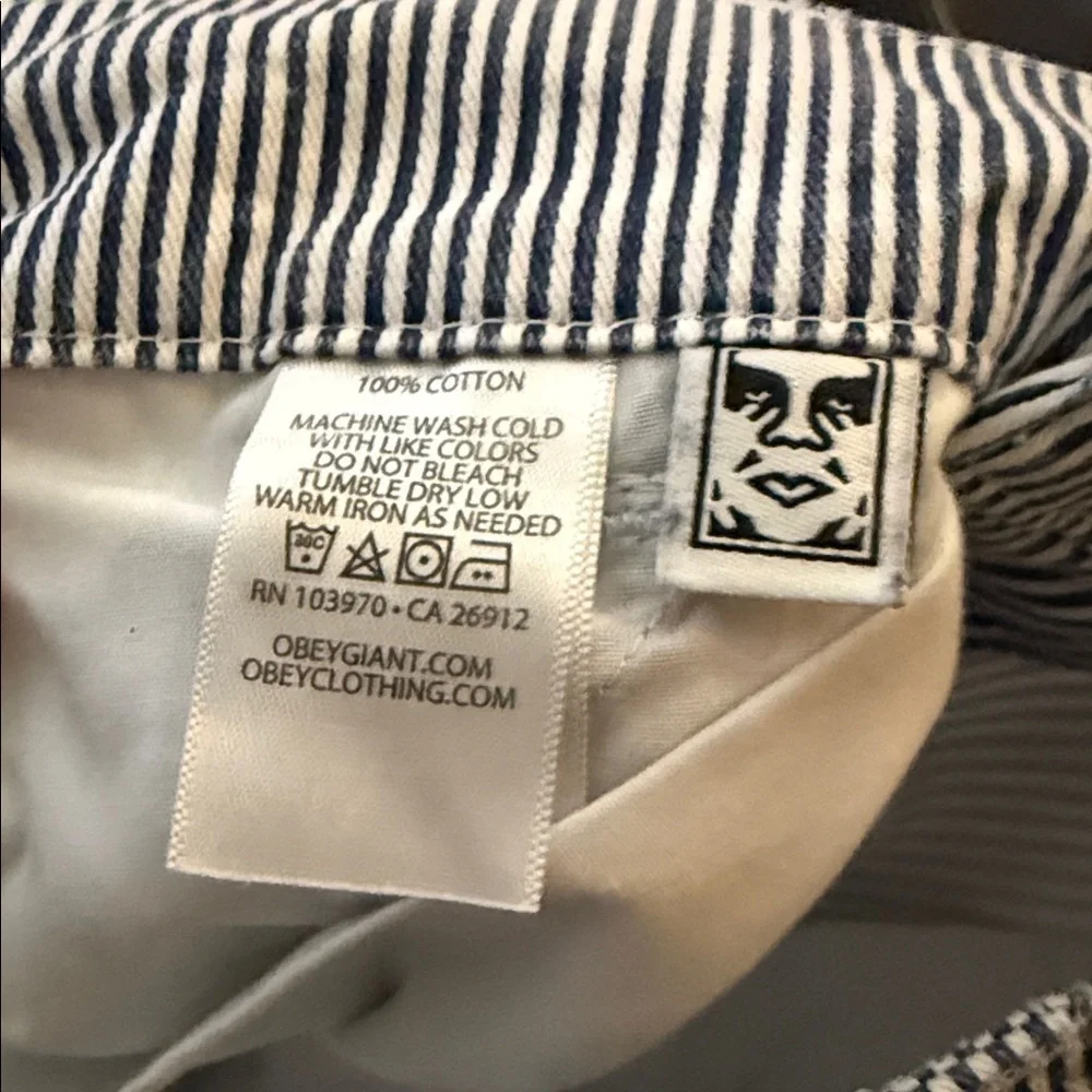 OBEY WOMEN'S HARU BAGGY PANTS striped embroidered size 25